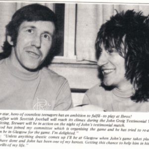 Rod Stewart was part of John Greig's testimonial commitee